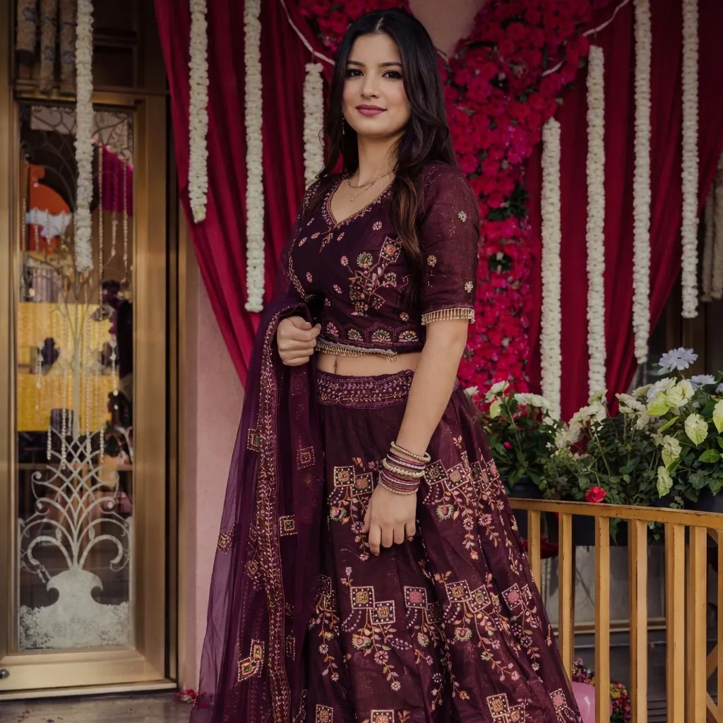 Trending wine colour choli
