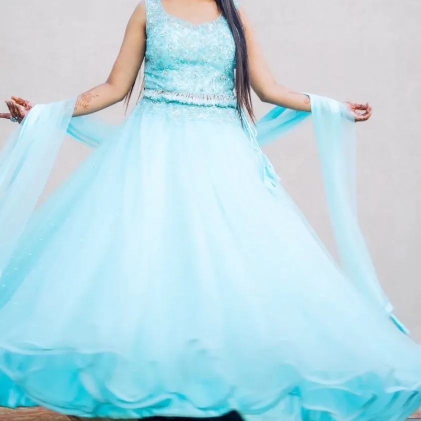 Elegant Sky Blue Designer Lehenga Gown for Sale or Rent
