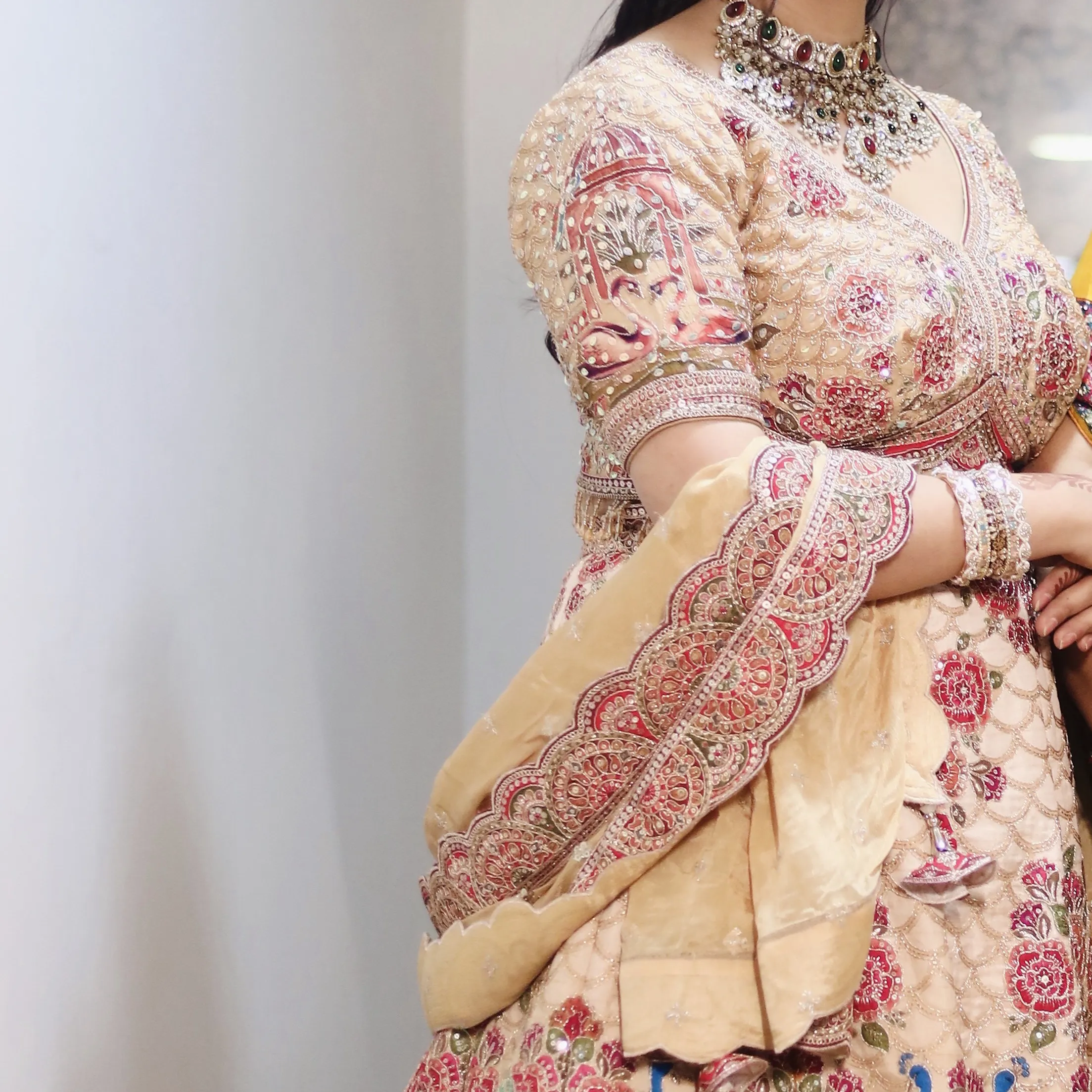 Beige Lehenga with blouse dupatta — 2