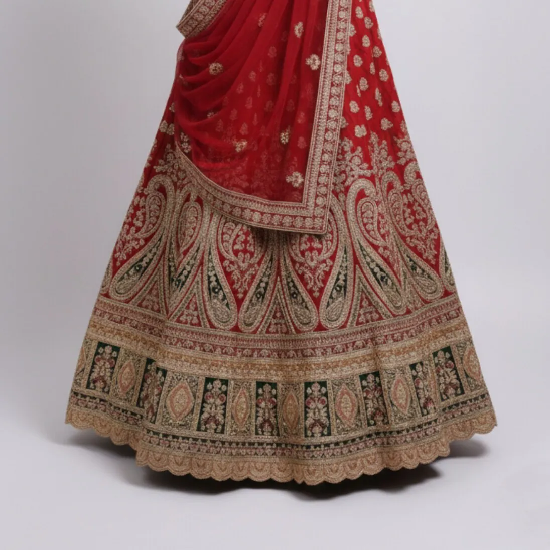 Bridal rani and green lehenga