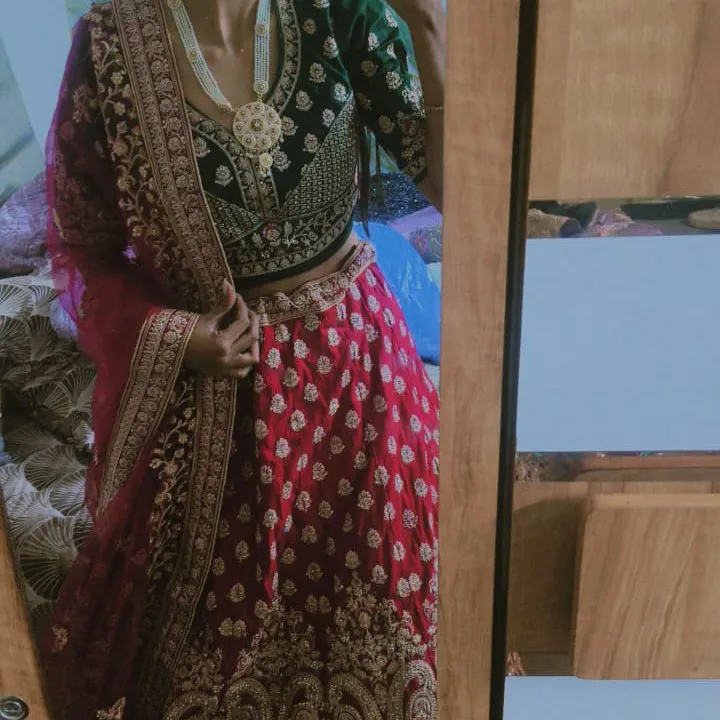 Bridal rani and green lehenga — 3