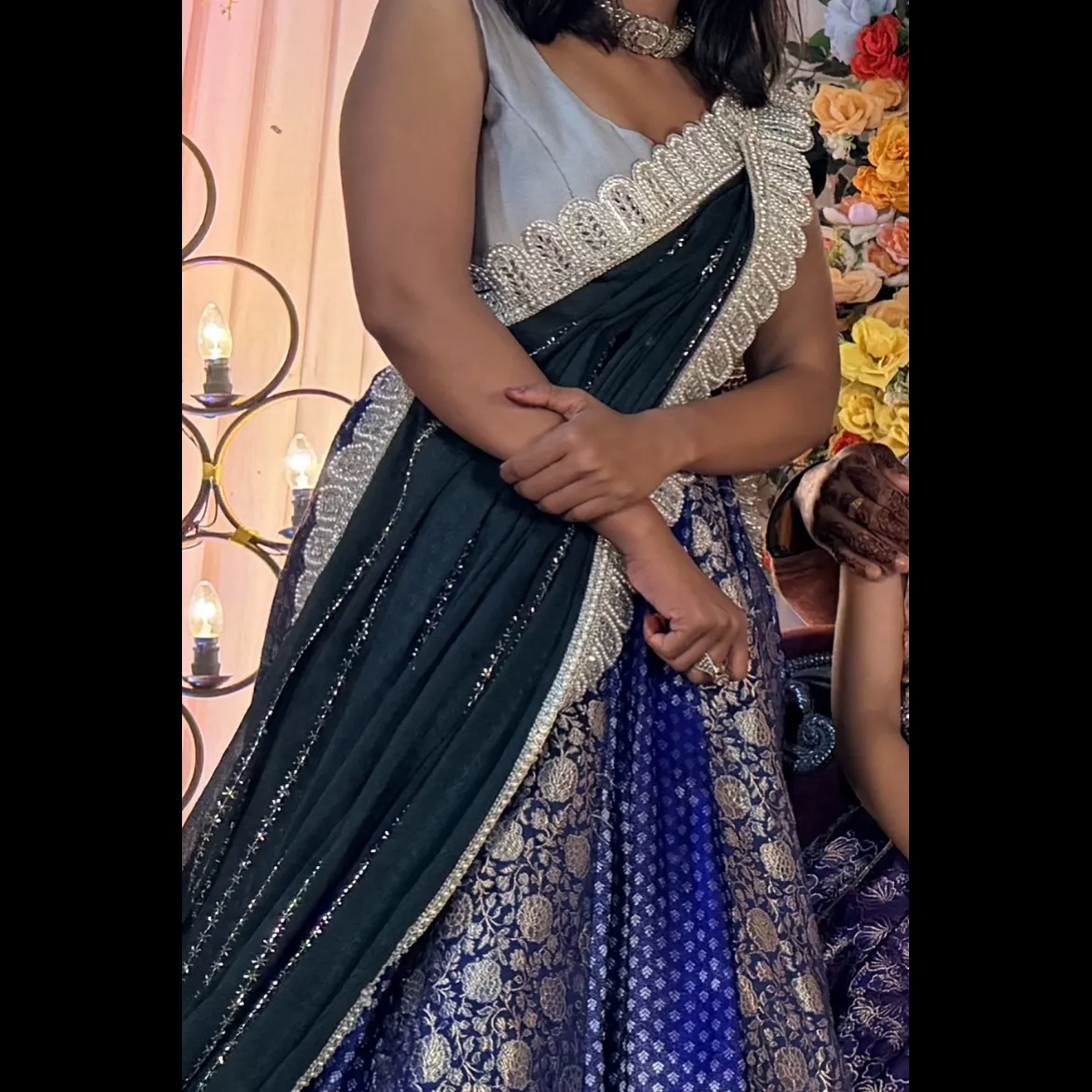Sky Blue Lehenga with Green Dupatta for Sale for sale and rent — 2