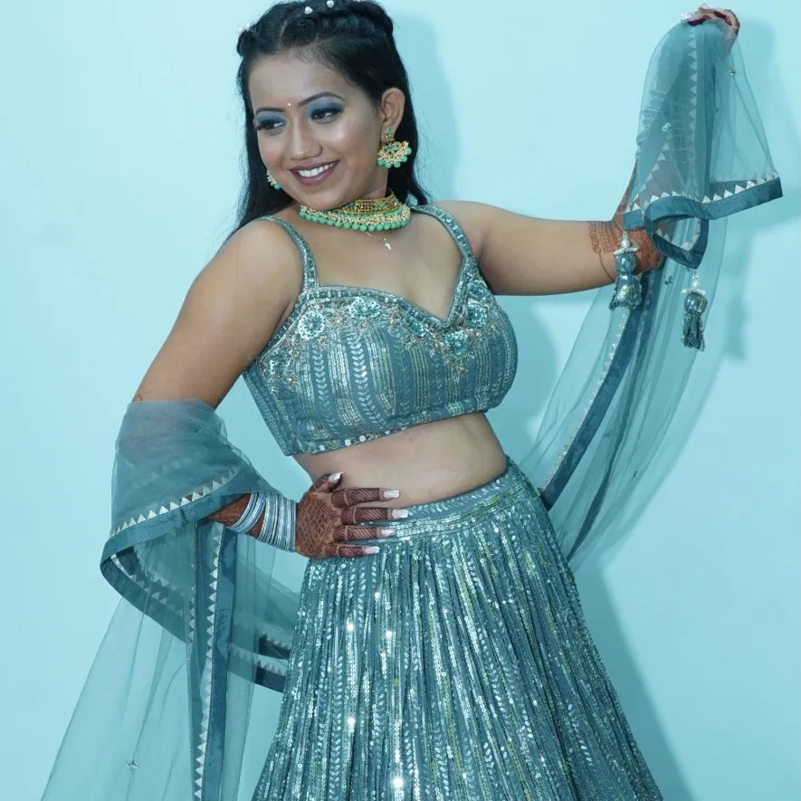 Light Grayish Blue Lengha Choli