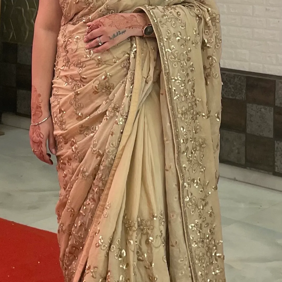 Golden Sequin Saree — 2