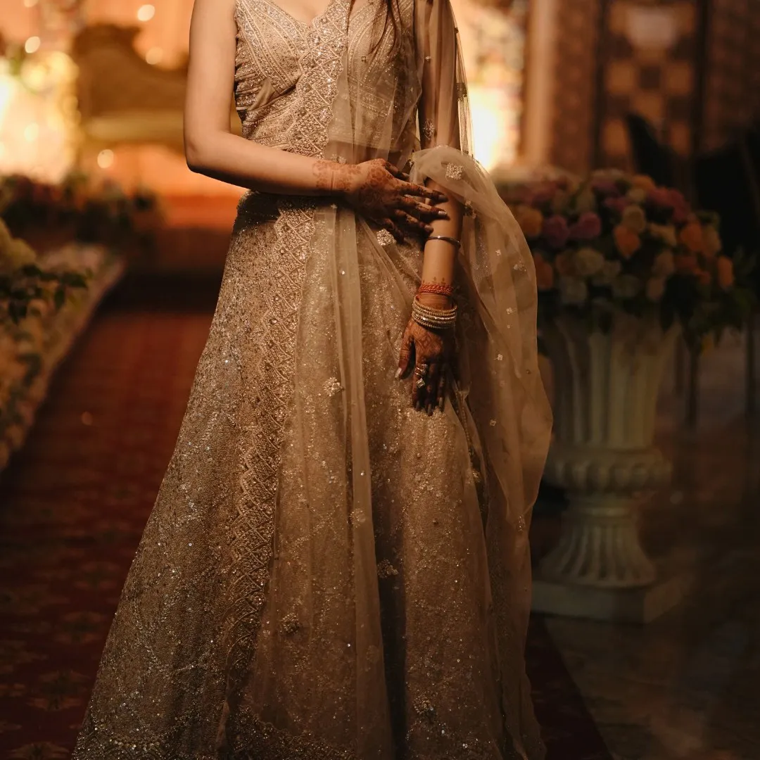 Shimmery golden lehnga