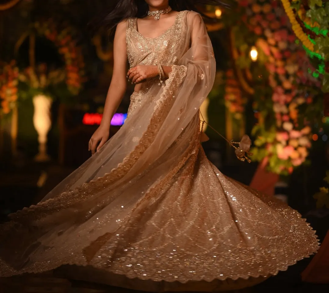 Shimmery golden lehnga — 2